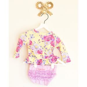 Ruffle Butts Swimsuit 6-12 months Yellow, floral